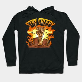 Stay Creepy Halloween Skeleton Graveyard Design Hoodie